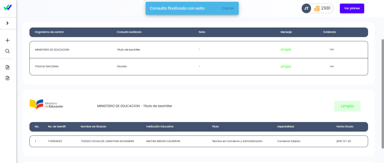 Verificación de títulos de bachiller con Ecuachecks